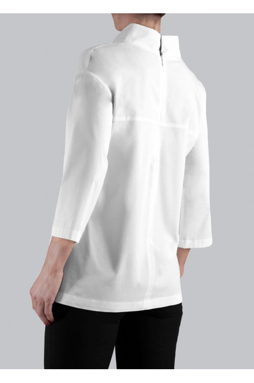 Camisa Blanca Popelín de Algodón Nieves de Mujer Cuello Chimenea