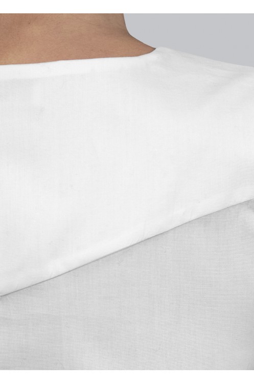 Camisa Top Algodón Blanco Milena De Mujer Corte Canesú Botones Da Madera